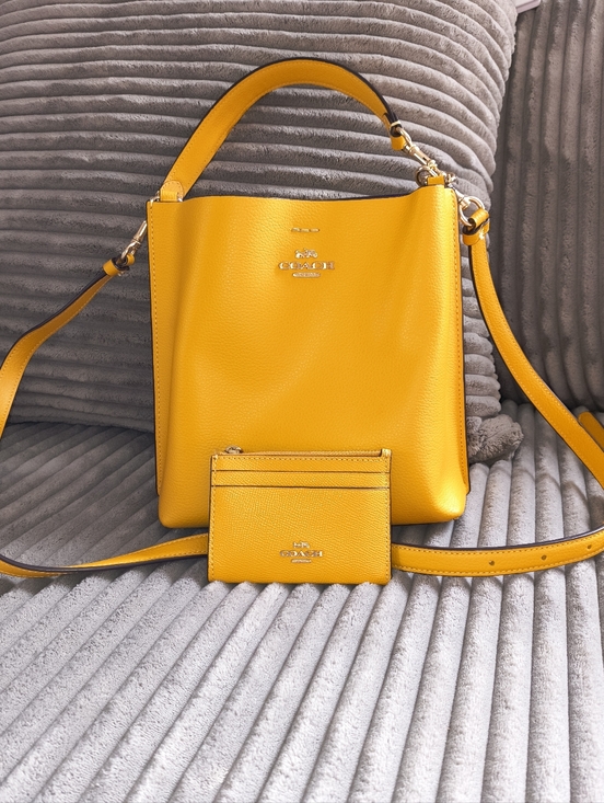 Coach Handbags - Coach Mollie 22 Leather Bucket Bag with Matching Key Ring Card Case - Retro 💛